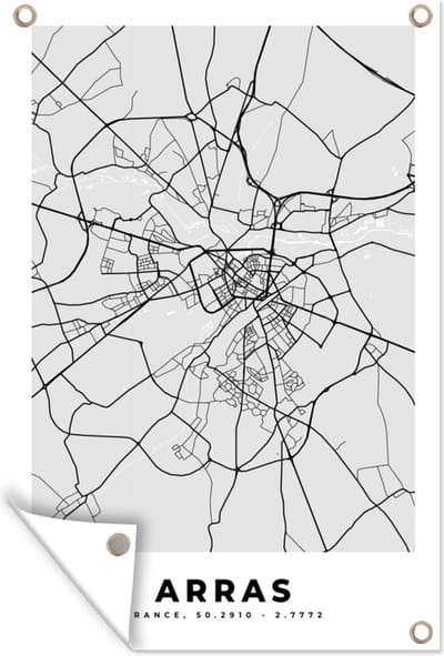 Muurdecoratie Stadskaart - Frankrijk - Kaart - Arras - Plattegrond - 120x180 cm - Tuinposter - Tuindoek