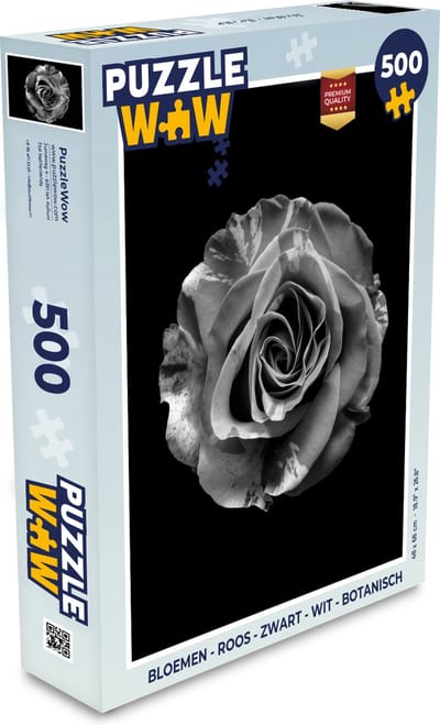 Puzzel Bloemen - Roos - Zwart - Wit - Botanisch - Legpuzzel - Puzzel 500 stukjes