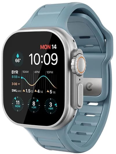 Keybudz Journey FKM horlogeband 44/45/46/49mm – Weerbestendig en 100% waterdicht – UV-bestendige afwerking – Compatibel met alle Apple Watch modellen 44-49mm - Blauw