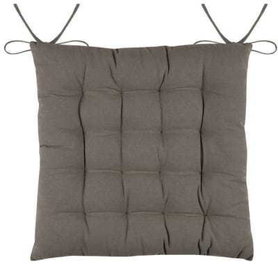 Stof Textile stoelkussens DUO - taupe - 38 x 38 x 3.5 cm - touwtjes sluiting - zitkussens - binnen/buiten
