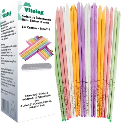 Vitolog - Oorkaarsen - 16 Stuks - 8 Geuren - Waskaarsen
