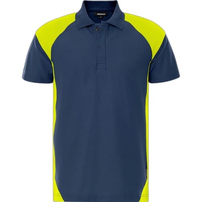 Fristads Heavy poloshirt 7047 GPM - Marineblauw/hi-vis geel - S