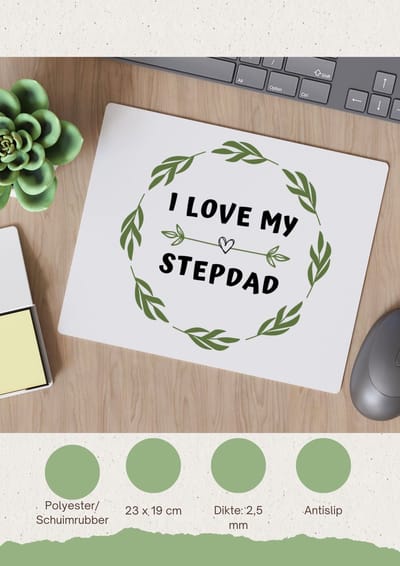 Akyol - i love my stepdad Muismat - Papa - liefste stiefvader - vader cadeautjes - vaderdag - verjaardag - geschenk - kado - 23 bij 19 cm
