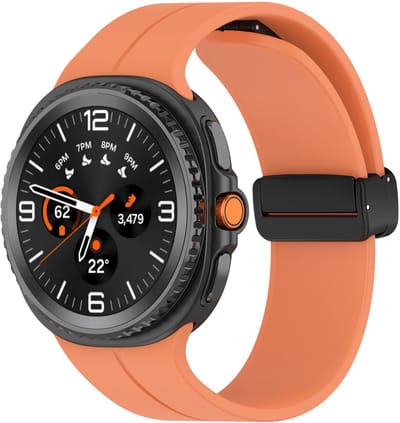 Stravo Zachte Siliconen Bandje met Magneetsluiting – Geschikt voor Samsung Galaxy Watch 9 (40/44mm) / Watch 8 (40/44mm) / 8 Classic (46mm) – Sportief Horlogebandje met Verstelbare Magneetsluiting – Oranje