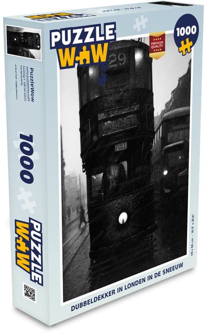 Puzzel Dubbeldekker in Londen in de sneeuw - Legpuzzel - Puzzel 1000 stukjes volwassenen