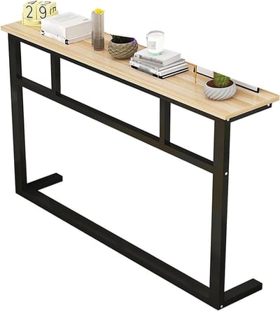 Slanke Consoletafel - Smalle Banktafel - Ruimte Optimaliseren - Dubbele Steunstangen - 80 x 80 x 20 cm - Geel