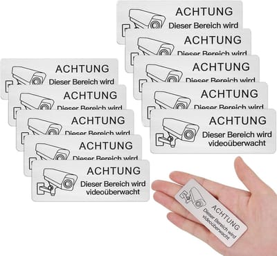 Videobewakingsborden - 10 Stuks Aluminium, 8,5 x 3 cm voor Diefstalbeveiliging en Waarschuwingsborden