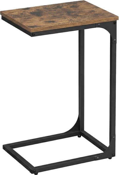 VASAGLE - Bijzettafel - Bijzettafeltjes Woonkamer - Bijzettafel C-vormig - Industrieel Ontwerp - Metalen Frame - Voor Woonkamer Slaapkamer
