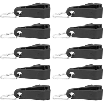 Pinces de Retenue de Tente d'Extérieur Pinces de Fixation Coupe-Vent avec Mousquetons Accessoires pour Auvent de Camping gray