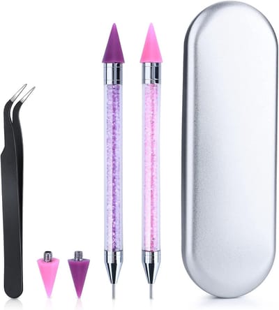 Dailygoods - Nail Art Rhinestone Picker Tool Kit - Dual Ended Wax Pen met 2 Extra Tips & Pincet voor Edelstenen, Kristallen | Professionele Nail Design Set voor DIY Manicure, Craft