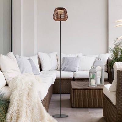 JUST LIGHT. GmbH JUST LIGHT. Askia LED vloerlamp, rotan, IP54, touchdim