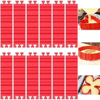 Dailygoods- Taartringen 8 Stuks - Verstelbaar - Siliconen Bakvormen - DIY Cakevorm - Taartvormen - Rood - Bakvorm