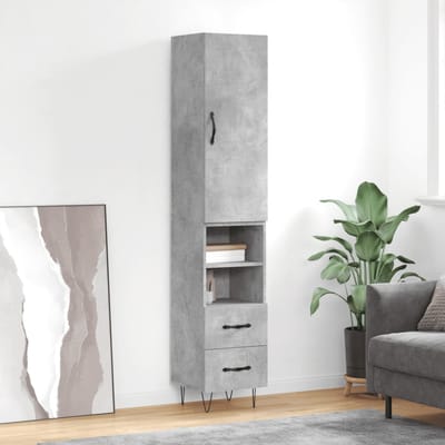 vidaXL - Hoge - kast - 34,5x34x180 - cm - bewerkt - hout - betongrijs