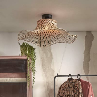 GOOD&MOJO Plafonniere Ibiza - Bamboe/Zwart - 65x65x20cm - Bohemian