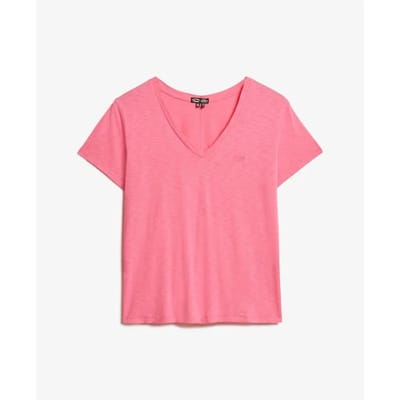 Superdry - Ruimvallend geborduurd T-shirt met V-hals - Dames - T-shirts