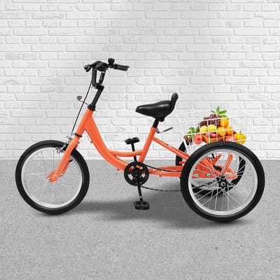 Kinder driewieler - Driewieler voor kinderen - Buiten spelen - Met grote mand - 16 inch - Lichtoranje