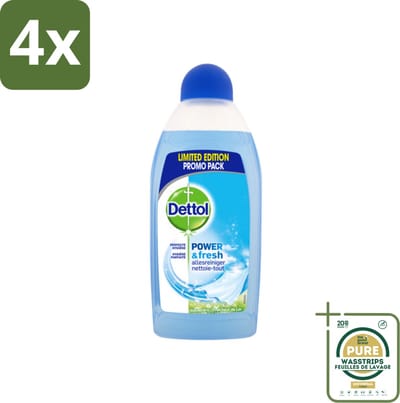 Dettol Power & Fresh Allesreiniger Katoenfris 500 ml - Voordeelverpakking - 4 stuks - Voedselresten verwijderen - Vuil verwijderen