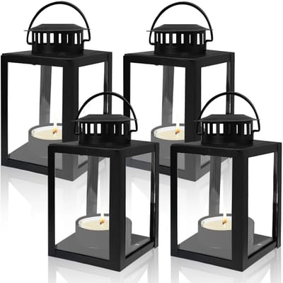 Dailygoods- Lantaarn voor buiten - Windlicht - Tuinlantaarn - Theelichthouder - Metalen lantaarn - 4 stuks - 6 x 10,1 cm - Duurzaam ontwerp - Tuinverlichting