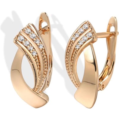 Mode Glanzende Hangende Oorbellen Rose Goud Eenvoudige Geometrie Natuurlijke Zirkonia Oorbellen Voor Vrouwen Dagelijkse Fijne Sieraden