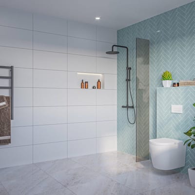 FugaFlow Eccelente Vetro Inloopdouche - rookglas - 30x200cm - 8mm - nano - blind inbouw profiel