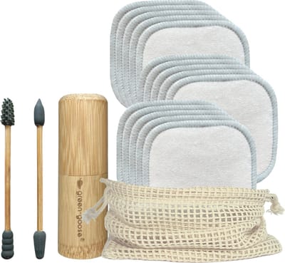 16 Wasbare Wattenschijfjes / Herbruikbare Wattenschijfjes Wasbare + Waszakje + 2 Herbruikbare wattenstaafjes Zero Waste Producten - Duurzame Wattenschijfjes/wattenstaafjes Bamboe - Zero Waste Project
