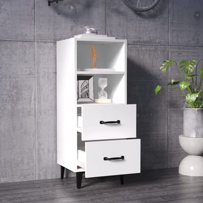 vidaXL - Dressoir - 34,5x34x90 - cm - bewerkt - hout - wit