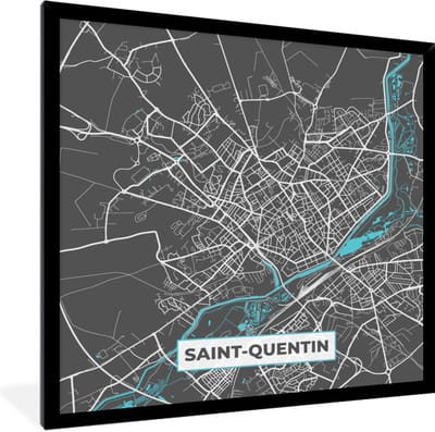 Fotolijst incl. Poster - Frankrijk - Kaart - Plattegrond - Saint-Quentin - Stadskaart - 40x40 cm - Posterlijst