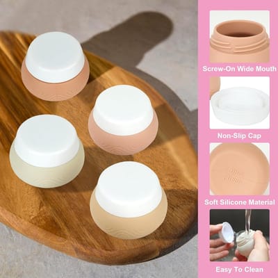 Candala - siliconen reisflessen, 30 ml potjes, crèmepotjes om te vullen, lekvrij, 4 kleuren cosmetische crèmehouder met doorzichtig zakje voor cosmetica, lotion, crème, maskers, BPA-vrij