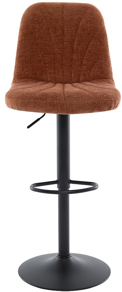 Vente-unique Set van 2 barkrukken in textuurstof en zwart metaal - Verstelbare hoogte - Terracotta - LASANDRIA