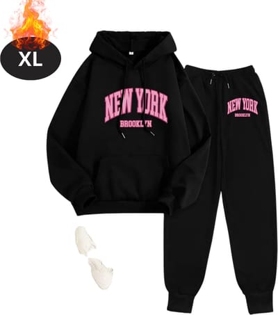 Nivard Joggingpak - Huispak - Volwassenen - Trainingspak - Comfortabel - Joggingsbroek - Tracksuit - Dames - Winter - Zwart - XL