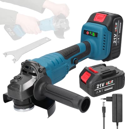 Haakse Slijper Accu – 21V 125 mm – Brushless Motor – 2x 1300mAh Accu – Voor Slijpen, Snijden en Polijsten