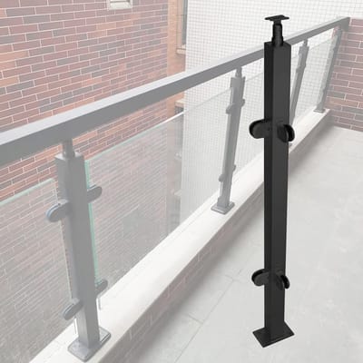 Glazen balustrade paal - Veiligheidsglas paal - Terras afschermen - Roestvrij staal 304 - 150 cm - Zwart