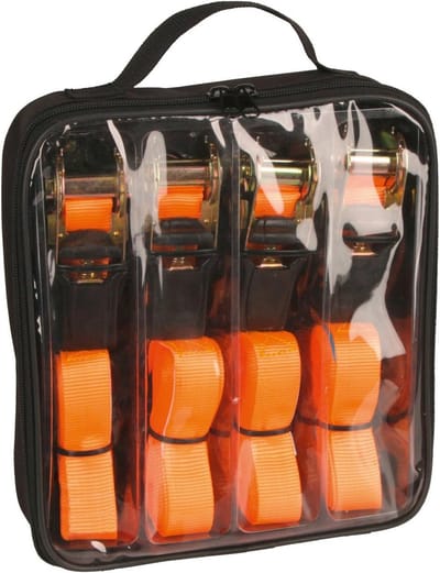 Set van 4 Spanbanden (250/500 kg) - 25 mm x 5 m - Inclusief Handige Opbergtas