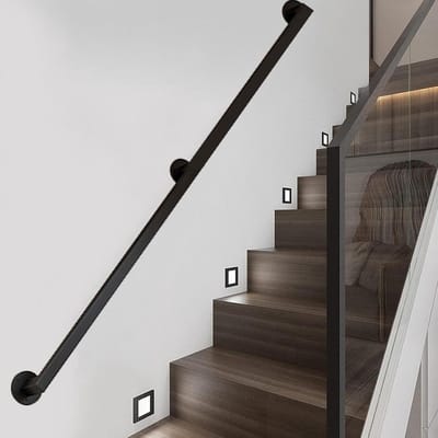 Industriële leuning - Trapleuning beugel - Veilige grip - Antiroest laag - 200cm - Zwart