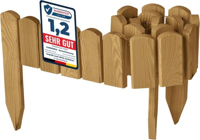 SnelShoppen - Garronda Flexibele Houten Rollborder – Tuinafscheiding, Borderrand, Houten Tuinrand 100 x 10 cm, Lichtbruin, Weerbestendig voor Bloemper