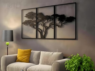 Wanddecoratie Boom, Houten Wandbeeld, 3D Wanddecoratie voor Thuis, Moderne Beelden voor Huis Kantoor Slaapkamer, Woonkamer en Keuken - 90x50 cm