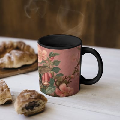 Magische Mok - Foto op Warmte Mokken - Koffiemok - Kolibries - Bloemen - Groen - Roze - Magic Mok - Beker - 350 ML - Theemok