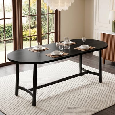 Sweiko Eettafel - Minimalistische stijl - Geschikt voor 6–8 personen - 180 × 80 × 75 cm - Ijzeren poten - Zwart