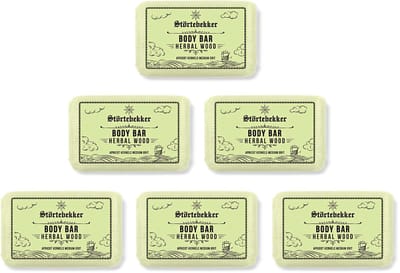 Störtebekker® Body Bar Herbal Wood (Body Scrub) - Plasticvrije Vaste Zeep & Douchegel Heren - Natuurlijke & Duurzame Lichaamsverzorging - Vegan Bodywash met Sheaboter - 120g