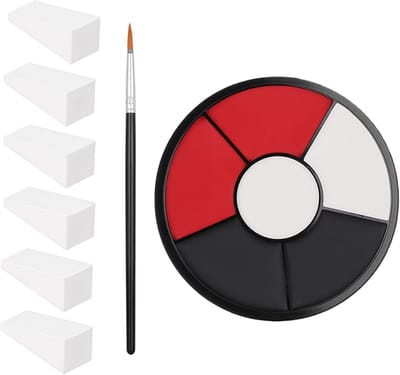 Zwart, Wit en Rood Gezichts- en Lichaamsverf Set - 3 Kleuren Make-up Palette voor Carnavalsclown, Joker, Zombie en Vampier Cosplay.
