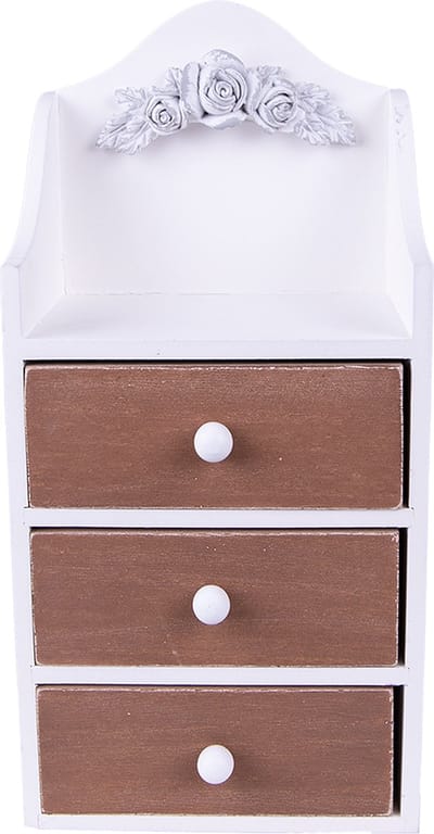 Clayre & Eef Ladekastje 13x9x27 cm Wit Bruin MDF