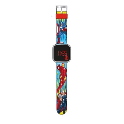 Avengers LED horloge – digitaal kinderhorloge met siliconen band – Marvel design (Asorti, 1 stuks/kleur willekeurig)