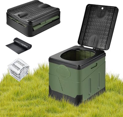 Campingtoilet, opvouwbaar, mobiel scheidingstoilet met 12 bio-toiletzakken, stabiel, campingtoilet, compact toilet, voor outdoor, camping, festival, file, tenten