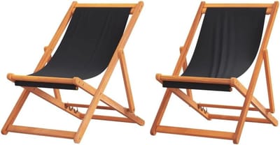Inklapbare strandstoelen - Tuinstoelen set - Buiten ontspannen - Verstelbaar frame - 2 stuks - Zwart