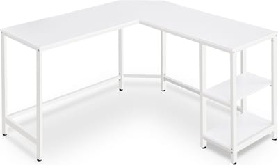 Computerbureau - Bureau - Studietafel - Spaanplaat en staal - Ruim werkoppervlak - Stevige constructie - Eenvoudige montage - Esdoornwit - 138 cm x 138 cm x 76 cm