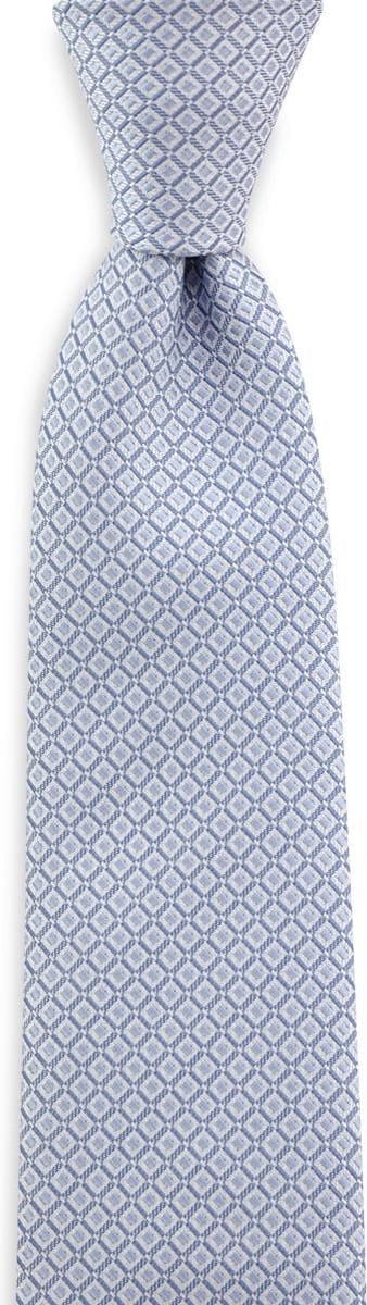 JB Collection - Stropdassen - stropdas patroon wit lichtblauw - wit / denimblauw / lichtblauw