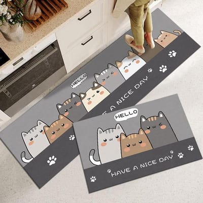 Tapis de cuisine, couloir, balcon, sol, salon, chambre à coucher, longue bande, tapis de chevet, maison, salle de bain, paillasson d'entrée antidérapant 40cmx60cm 1pc gray