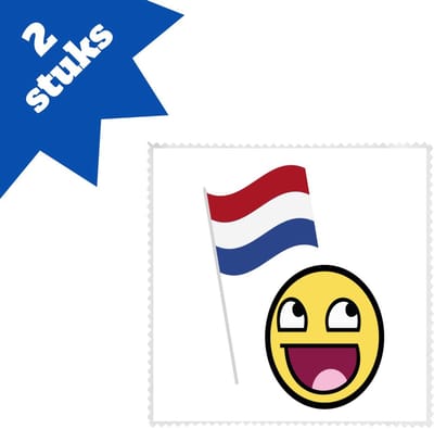 Akyol - nederlandse vlag smiley brillendoekjes - Nederland - nederlanders - boeren - verjaardagscadeau - kado - 17,8 bij 17,8 cm - 2 stuks