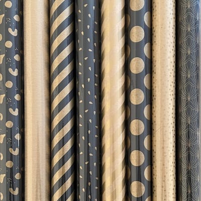 Golden Art cadeaupapier - 100% gerecycled kraft inpakpapier Kerstpapier - 200 x 70 cm - 8 rollen
