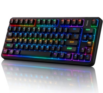 Sounix Mechanisch Gaming Toetsenbord - 75% Mechanisch Qwerty Gaming Toetsenbord - 82 Keys - Programmeerbaar - Foam Touch - RGB Effect - US Qwerty - Zwart